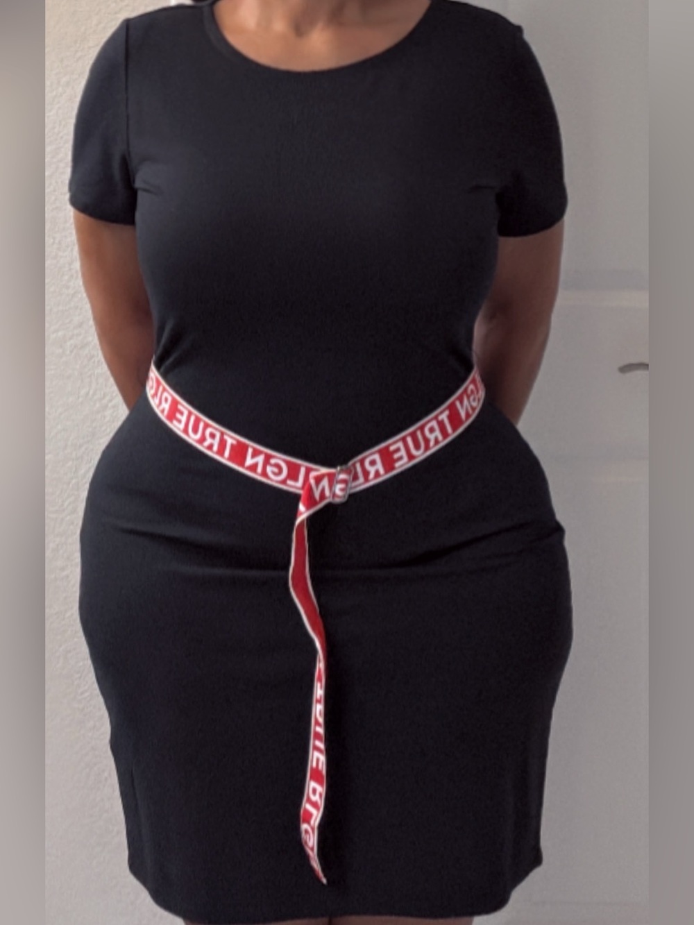 True Religion Red Logo Tape Waist Belt